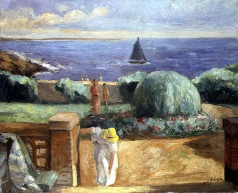 Donna sulla terrazza di Prefailles